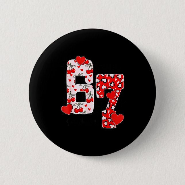 Badge Rond 5 Cm Happy Valentine’s Day 67 Meme Hearts Coquette Bow  (Devant)