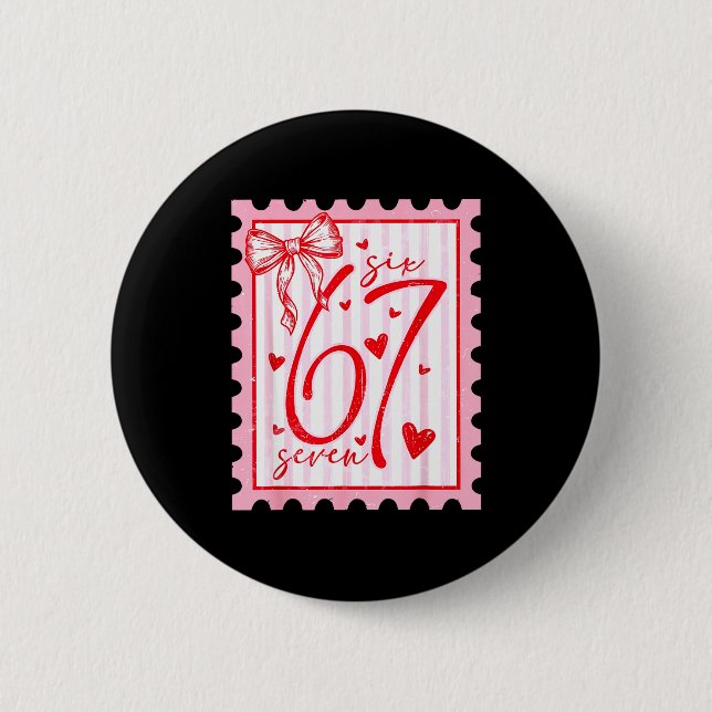 Badge Rond 5 Cm Happy Valentine’s Day 67 Meme Hearts Coquette Bow  (Devant)