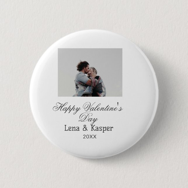 Badge Rond 5 Cm Happy Valentine's day couple photo modern simple t (Devant)