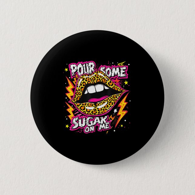 Badge Rond 5 Cm Happy Valentine's Day Leopard Lips Ur Some Sugar A (Devant)