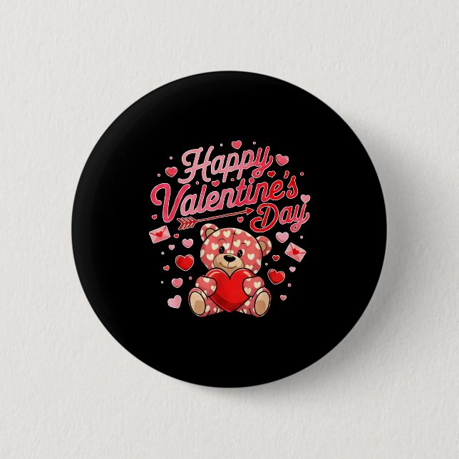 Badge Rond 5 Cm Happy Valentines Day Women Cute Bear Valentine Hea (Devant)