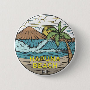 Badge Rond 5 Cm Hapuna Beach Hawaii Vintage