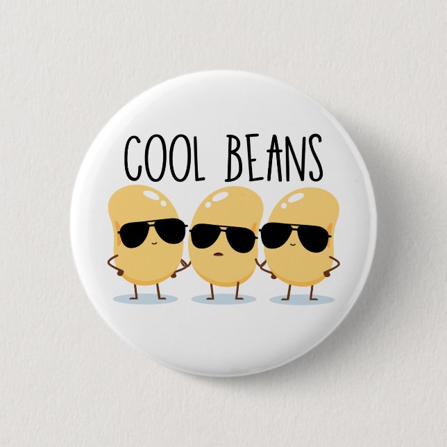Badge Rond 5 Cm Haricots cool Fèves amusantes mignonnes avec lunet (Devant)