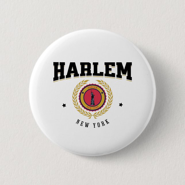 Badge Rond 5 Cm Harlem New York Black (Devant)