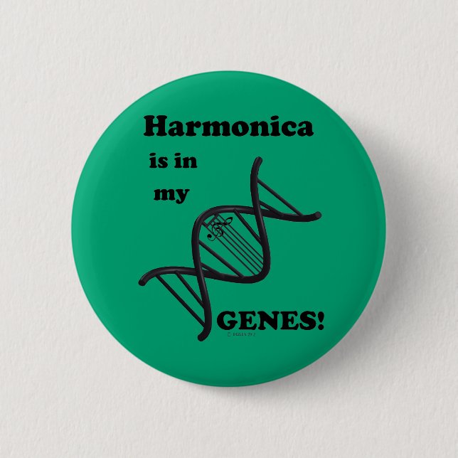 Badge Rond 5 Cm Harmonica Est Dans Mes Gènes (Devant)