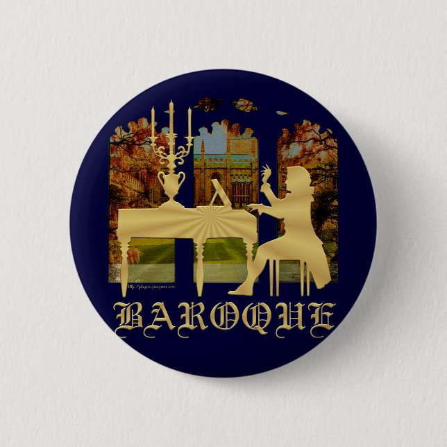Badge Rond 5 Cm Harpsichord baroque (Devant)