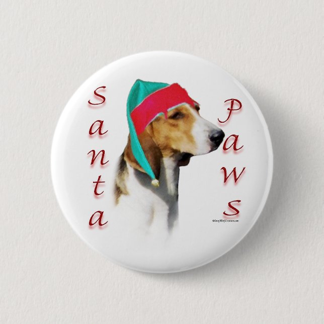 Badge Rond 5 Cm Harrier Père Noël Paws (Devant)