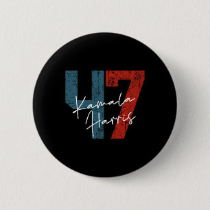 Badge Rond 5 Cm Harris 2024 47th President Save Democracy Us Flag