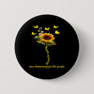Badge Rond 5 Cm Harris 2024 Sunflower Sauver La Démocratie Pour Le