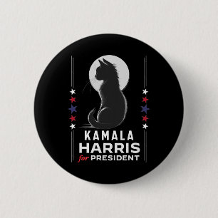 Badge Rond 5 Cm Harris Cat Ladies Vote Positive Funny 2024