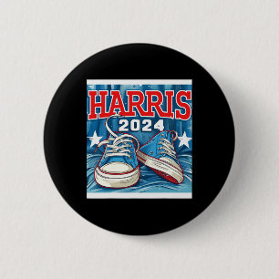 Badge Rond 5 Cm Harris Election Baskets 2024 Président Comma La l