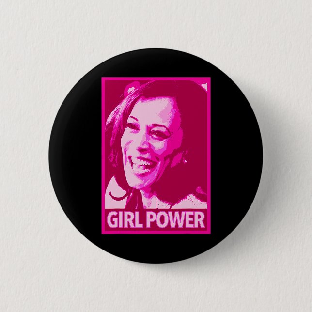 Badge Rond 5 Cm Harris Girl Power (rose) (Devant)