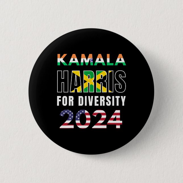 Badge Rond 5 Cm Harris Inde Jamaïque Drapeau Diversité 2024 (Devant)