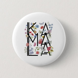 Badge Rond 5 Cm Harris Pour Président 2024 Fleurs Sauvages