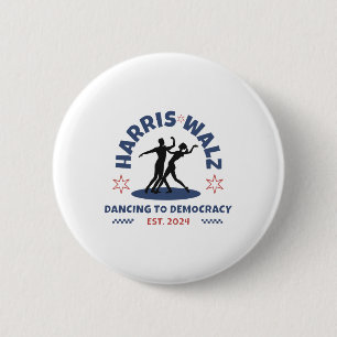 Badge Rond 5 Cm Harris Tim Walz Valse 2024 Danser Vers La Démocrat