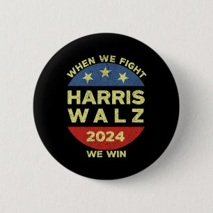 Badge Rond 5 Cm Harris Tim WAlzheimer 2024 Quand nous combattons n