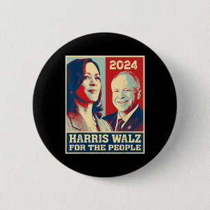 Badge Rond 5 Cm Harris W 2024 Pour Les Démocrates Du Peuple Vote K