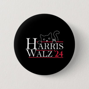 Badge Rond 5 Cm Harris Waltz 2024 Drôle Chat Lady Kamala Harris Ti
