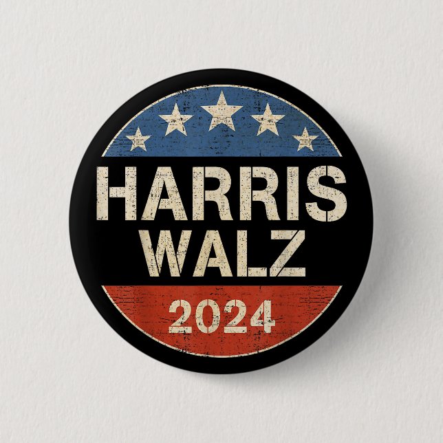 Badge Rond 5 Cm Harris Waltz 2024 Election Kamala Harris Tim Waltz (Devant)