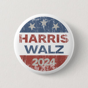 Badge Rond 5 Cm Harris Waltz 2024 États-Unis Harris Walz 2024
