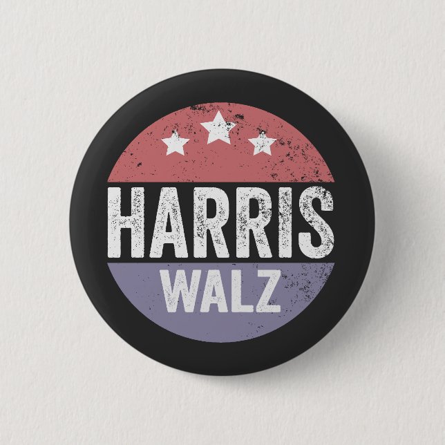 Badge Rond 5 Cm Harris Walz 2024 Election Kamala Tim Waltz America (Devant)