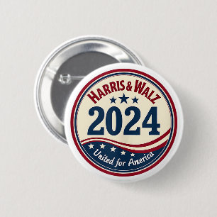 Badge Rond 5 Cm Harris Walz 2024 Kamala Harris Tim Waltz Drapeau U