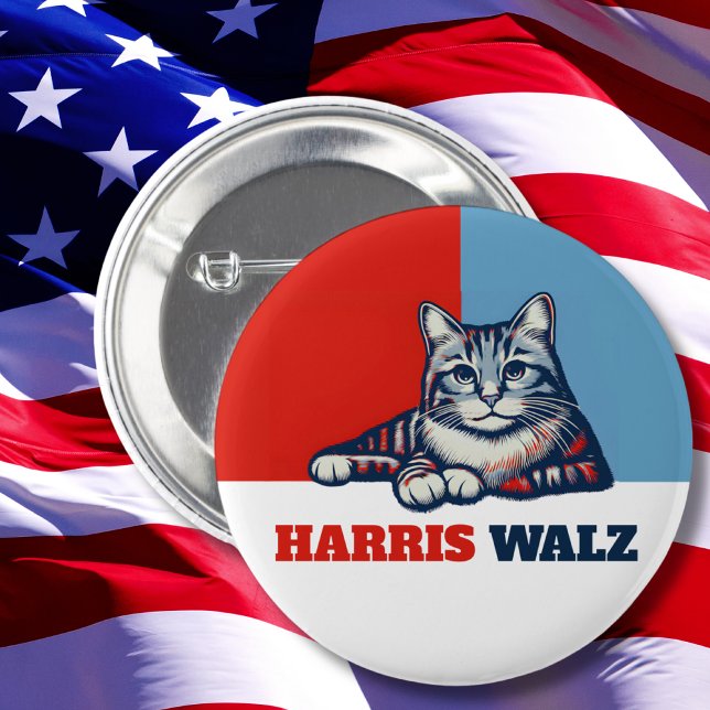 Badge Rond 5 Cm Harris Walz 2024 Manifestement Chat (Créateur téléchargé)