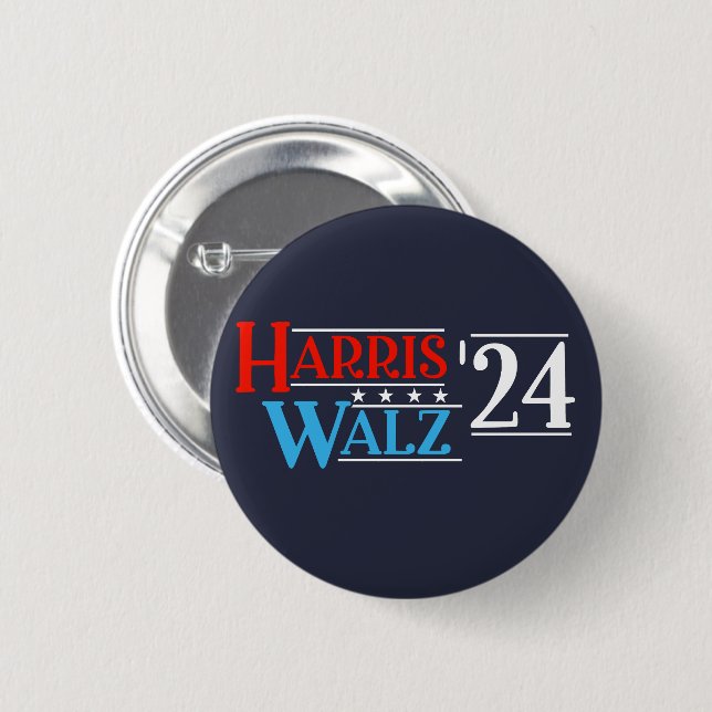 Badge Rond 5 Cm Harris Walz 2024 pour le président (Devant & derrière)