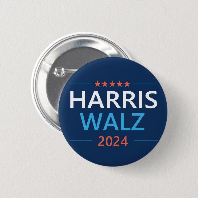 Badge Rond 5 Cm Harris Walz 2024 pour le président (Devant & derrière)