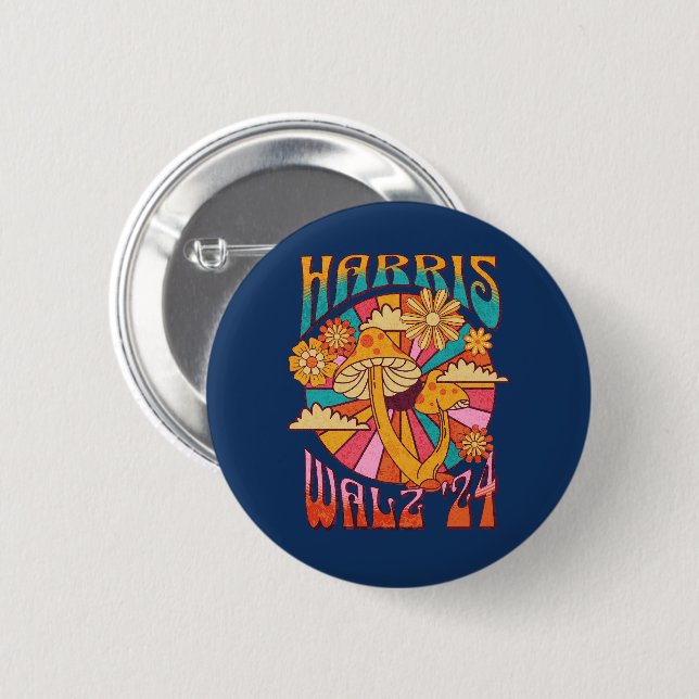 Badge Rond 5 Cm Harris Walz 2024 pour le président (Devant & derrière)