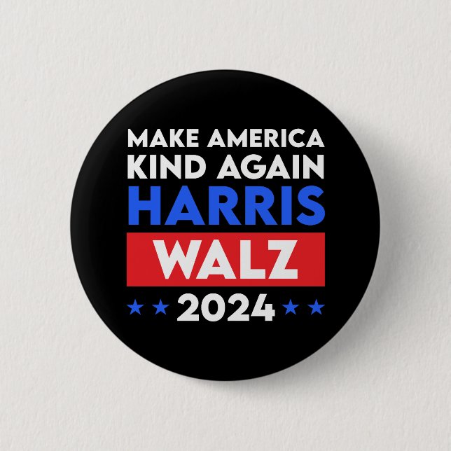 Badge Rond 5 Cm Harris Walz 2024 Rendre l'Amérique (Devant)