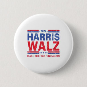 Badge Rond 5 Cm Harris Walz 2024 Rendre l'Amérique