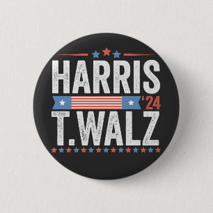 Badge Rond 5 Cm Harris Walz Élection 2024 Kamala Tim Waltz