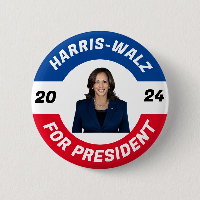Badge Rond 5 Cm Harris Walz pour président 2024 (Devant)