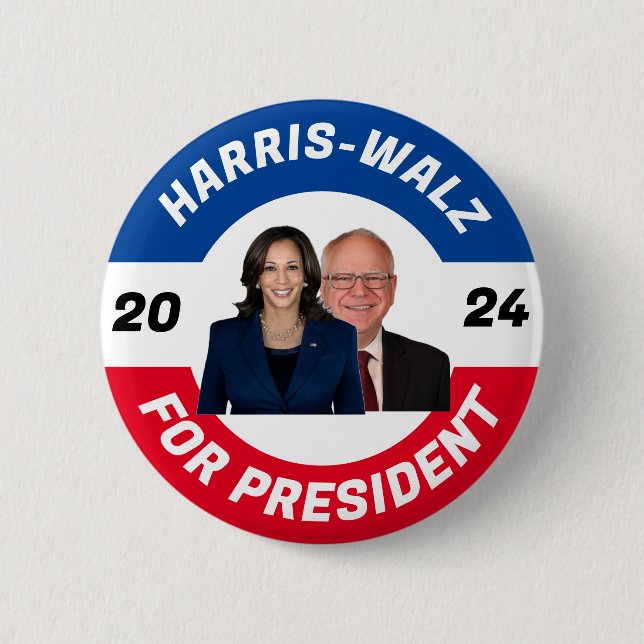 Badge Rond 5 Cm Harris Walz pour président 2024 (Devant)