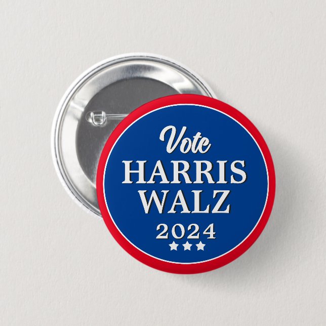 Badge Rond 5 Cm Harris Walz Vote 2024 Democrat Election (Devant & derrière)