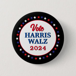 Badge Rond 5 Cm Harris Walz Vote 2024 Democrat Election