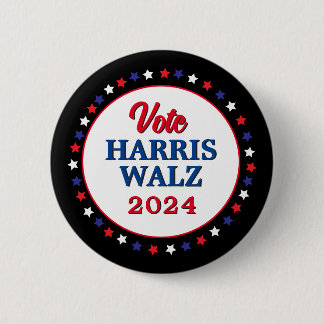 Badge Rond 5 Cm Harris Walz Vote 2024 Democrat Election