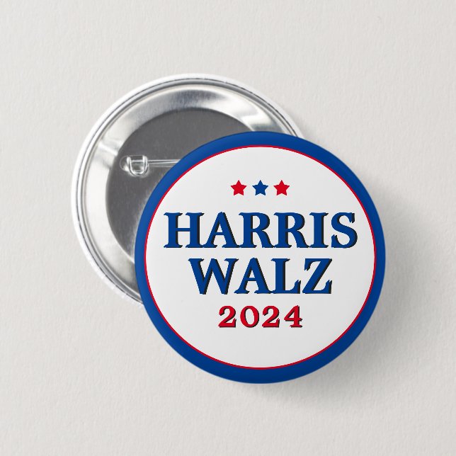 Badge Rond 5 Cm Harris Walz Vote 2024 Democrat Election (Devant & derrière)