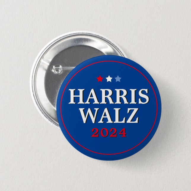 Badge Rond 5 Cm Harris Walz Vote 2024 Democrat Election (Devant & derrière)