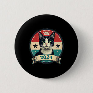 Badge Rond 5 Cm Harris Wheimer 2024 Funny Cat Election Kamala Harr
