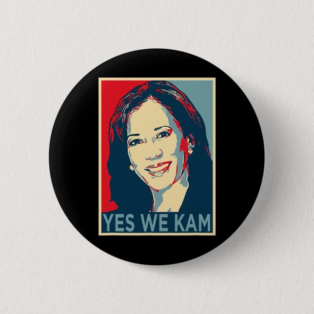 Badge Rond 5 Cm Harris Yes We Kam Campagne politique électorale 20 (Devant)