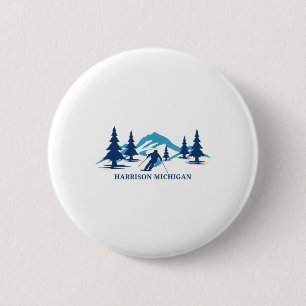 Badge Rond 5 Cm Harrison Michigan Station de ski Ski Skier _1