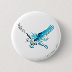 Badge Rond 5 Cm Harry et Hermione sur un Hippogriff