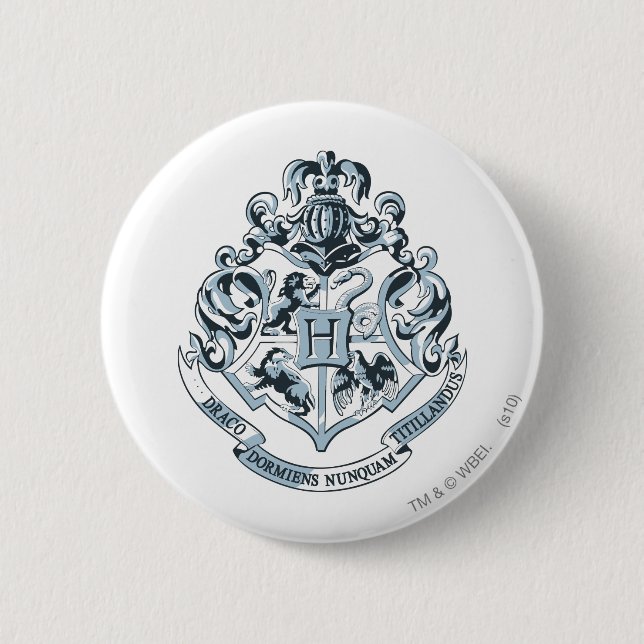 Badge Rond 5 Cm Harry Potter | Blason de Poudlard - Bleu (Devant)