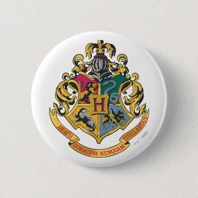 Badge Rond 5 Cm Harry Potter | Blason de Poudlard - Couleurs compl (Devant)
