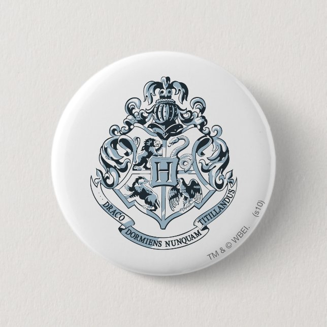 Badge Rond 5 Cm Harry Potter | Cimier de Poudlard - Bleu (Devant)