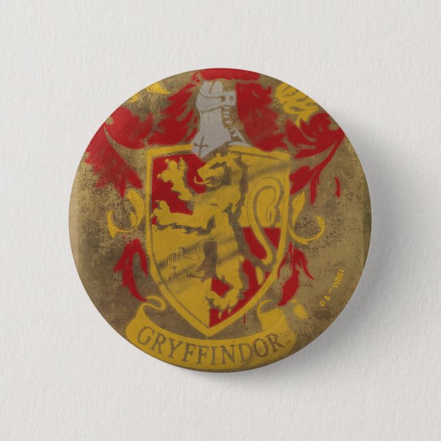 Badge Rond 5 Cm Harry Potter | Gryffindor - Blason de Maison Rétro (Devant)