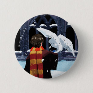 Badge Rond 5 Cm HARRY POTTER™ & Hedwig dans la neige