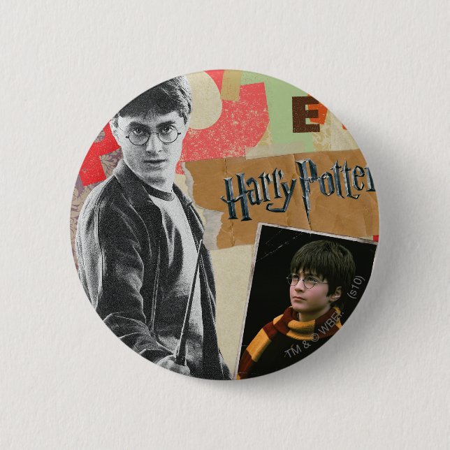 Badge Rond 5 Cm Harry Potter hier et aujourd'hui (Devant)